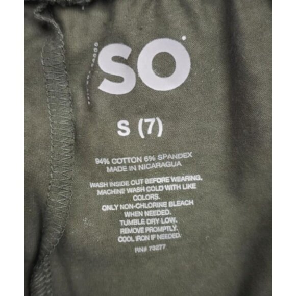 SO Womens Athletic Shorts S (7) Olive Green 94% Cotton 6% Spandex With White Tri - Picture 2 of 3